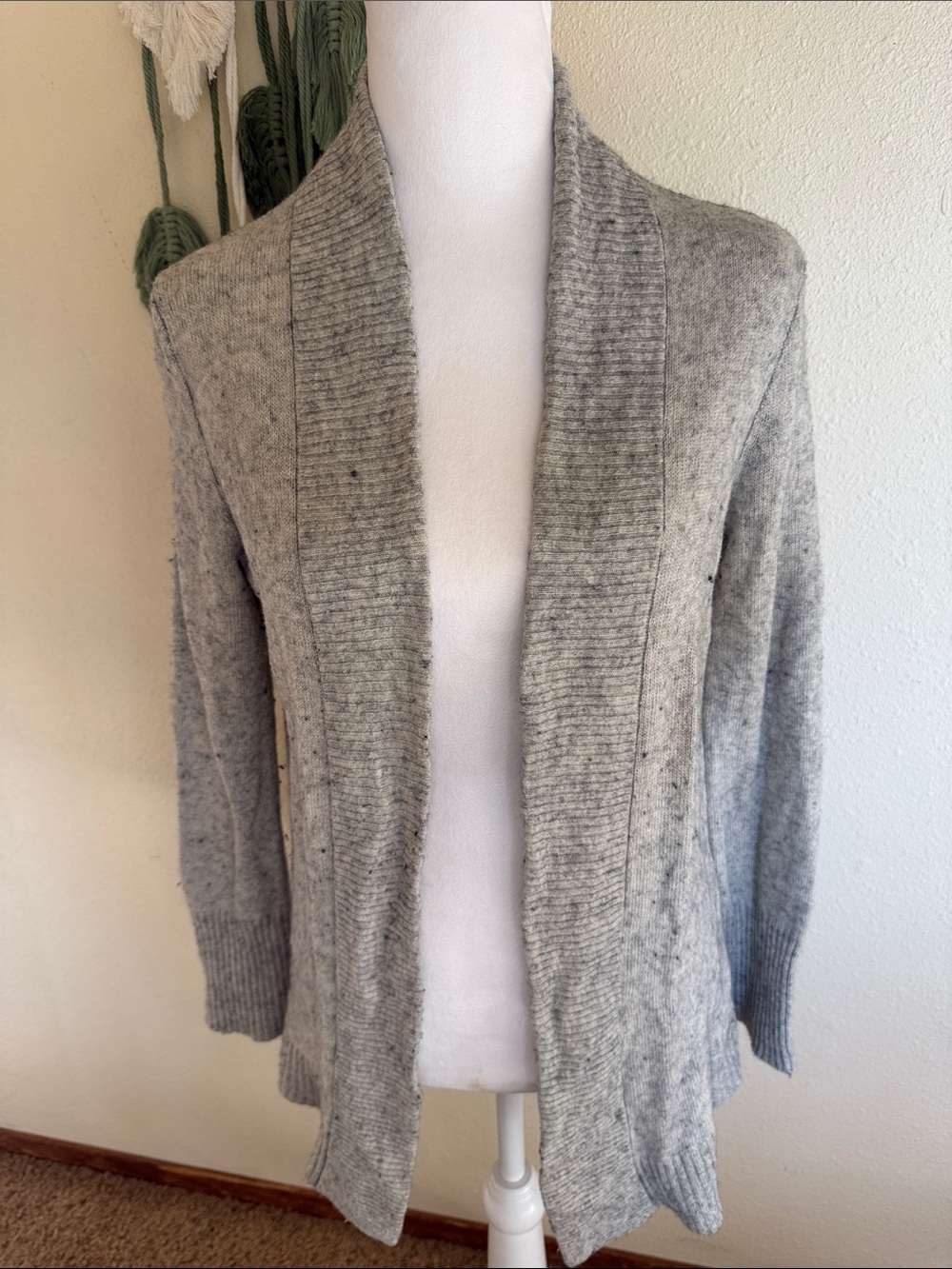 J. Crew Heather Grey Open-Front Knit Cardigan
